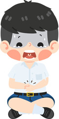 Kid boy having stomachache vector