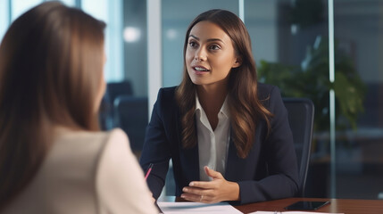 Young woman doing a job interview.