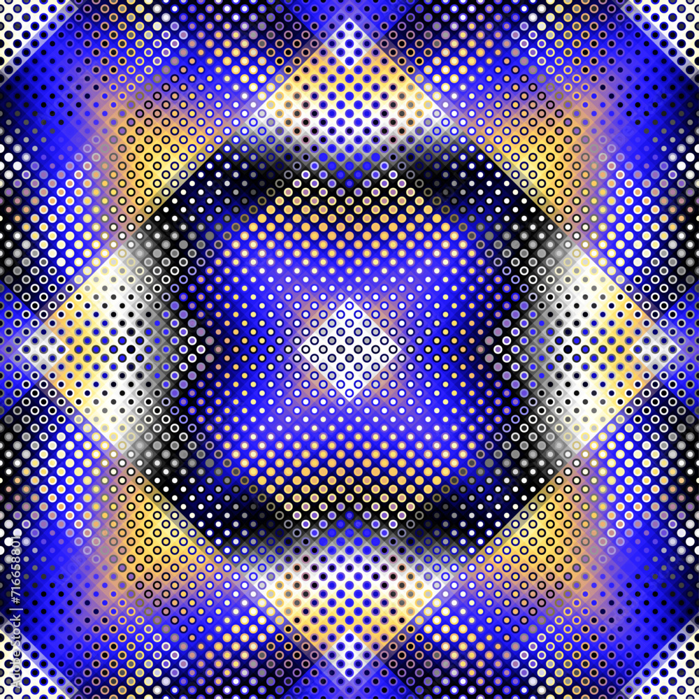 Poster Geometric abstract pattern moire overlay style. Halftone style with small dots. Abstract seamless technology texture. Vector pattern