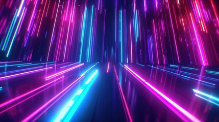 3d render, abstract background with colorful spectrum. Modern wallpaper with neon rays and glowing lines   