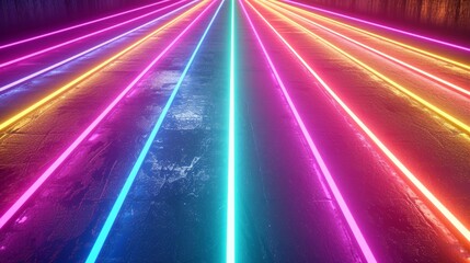 3d render, abstract background with colorful spectrum. Bright neon rays and glowing lines.   