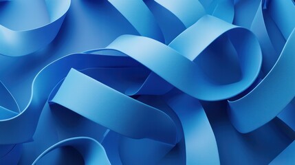 3d render, abstract blue geometric background with twisted shapes, square cards with rounded corners    