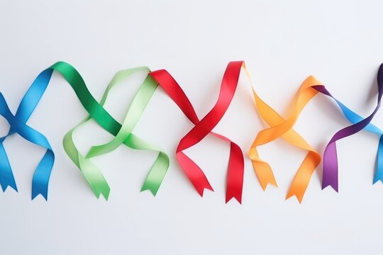 World cancer day. Colorful ribbons for supporting people. Healthcare and medical concept