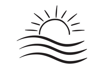 Sunshine and Sea ​​Waves SVG, Sunshine SVG, Ocean SVG, Sun and Sea, Sea ​​Waves Svg, Sunshine Cut File SVG, Sunburst Clipart, Boho Sun Vector, Horizon Sunrise Svg, Hand Drawn Sun SVG, Wave And Sun SVG