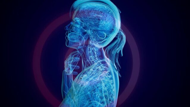 Abstract animation of a woman and a sore throat
