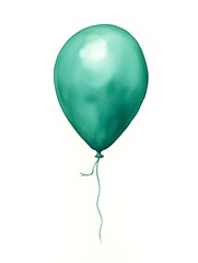 Emerald Balloon on a white Background. Watercolor Template for a Birthday or Greeting Card