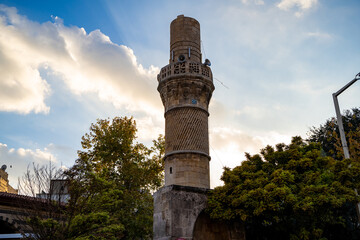 Gaziantep Aga Mosque, located in the Sehrekustu district of Gaziantep. The minaret of the mosque...