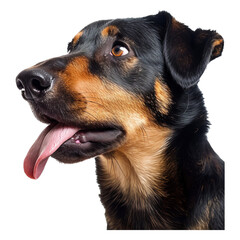 Studio portrait of a dog licking