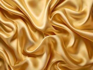 Obraz premium Gold orange shiny fabric background. Fabric with folds highly detailed. Top view macro photo. High-resolution