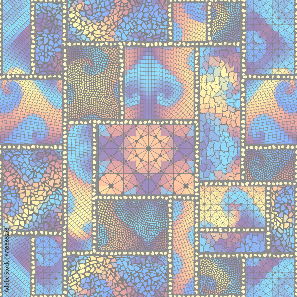 Fototapete vector seamless mosaic tile pattern. art background. vector pattern