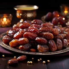 Divine Delights: Indulging in a Platter of Luscious and Succulent Dates, Golden Delights of Exquisite Temptation