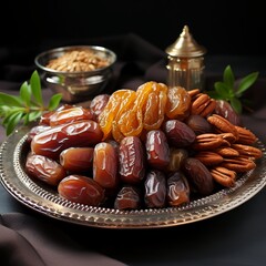 Divine Delights: Indulging in a Platter of Luscious and Succulent Dates, Golden Delights of Exquisite Temptation