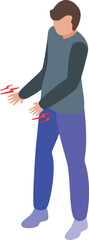 Hands person convulsions icon isometric vector. First aid. Leg child fibrile