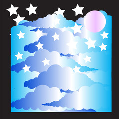 cloud with moon and star, a beautiful cloud vector design