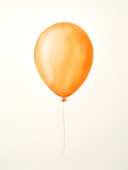 Light Orange Balloon on a white Background. Watercolor Template for a Birthday or Greeting Card