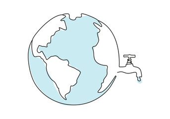 world water day single line art. Blue color drop line art. Vector card illustrations for environment poster
