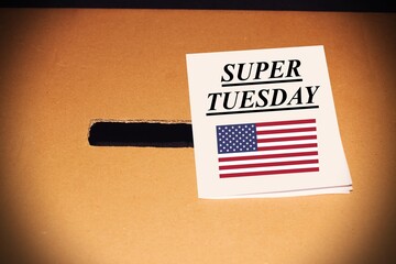United states political Super Tuesday state election vote concept.