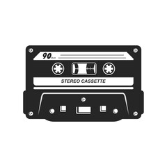Vintage Audio Cassette Icons In Black And White. Retro Audio Technology Symbols With A Nostalgic Feel