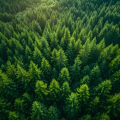 Fototapeta premium Aerial view of a green boreal forest