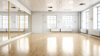 Empty ballet dance room with copy space