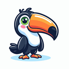Cartoon character toucan, flat colors