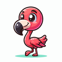 Flamingo cartoon character, flat colors