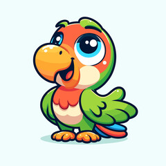Cartoon character parrot, flat colors
