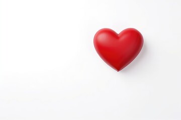 Red heart shape on white background with copy space