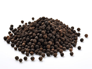 Isolated ground black pepper: Bold, peppery essence on a pristine white background, a culinary staple for rich, flavorful dishes