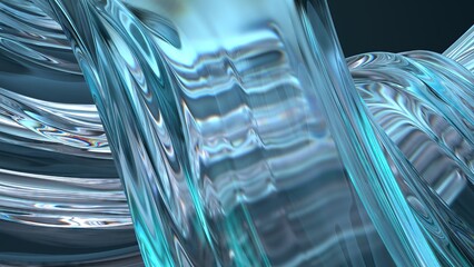 Reflection Fresh Organic Elegant Modern 3D Rendering Abstract Background with Blue Rippling Crystal Plate