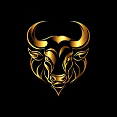 Bull Animal Symbol Golden Metal