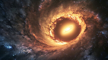A supermassive black hole at a galaxys center a mysterious and powerful cosmic entity. - obrazy, fototapety, plakaty