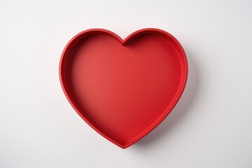 Empty red heart gift box mockup for holiday, christmas, thanks giving day, birthday top view with copy space, for Valentine's day and love concept