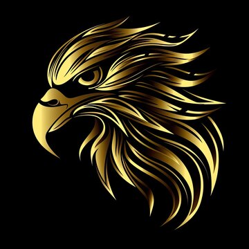 Eagle Animal Logo Golden Metallic