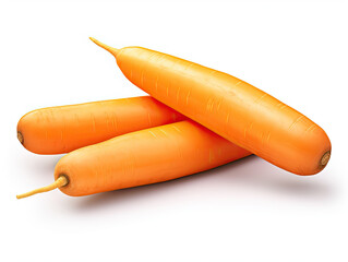 Vivid orange carrots shine on a pure white canvas, celebrated for crispness and rich vitamin A—a wholesome solo symphony