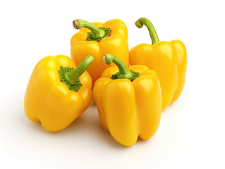 Vibrant yellow bell peppers: Salad's flavor burst. Isolated on white, their freshness shines