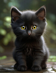 little cut cat plays on the outside ai generated 