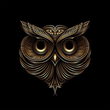 Owl Animal Logo Gold Metal