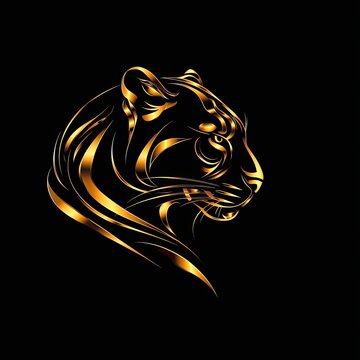 Panther Animal Logo Golden Metal