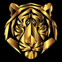 Tiger Animal Symbol Golden Metal