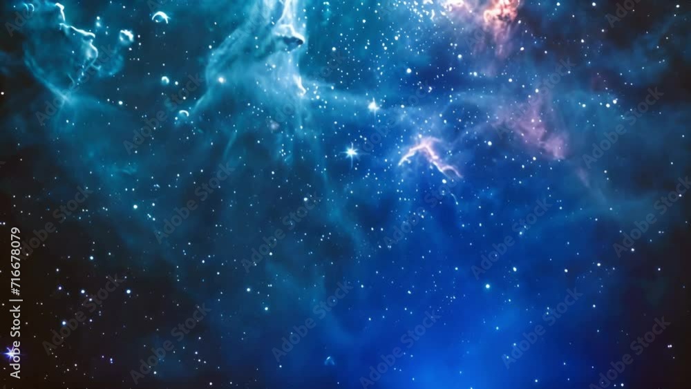 Wall mural cosmic traveling through star fields in space. deep space nebula loop background with glowing star a
