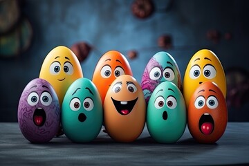 suprised happy easter eggs holiday design