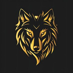 Obraz premium Wolf Animal Logo Gold Metallic