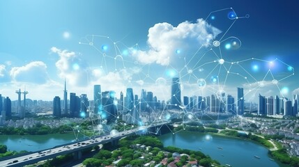 Smart Green City Concept. Network Connection, Sustainable, Modern, Network Connection, Futuristic
