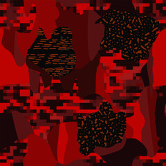 camo pixel red background seamless