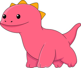 Fototapeta premium illustration of an ancient animal, a strange pink dinosaur walking