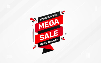 Mega sale banner discount background template abstract vector. Special offer promo design. Mega sale banner template design for web or social media, Sale special offer.