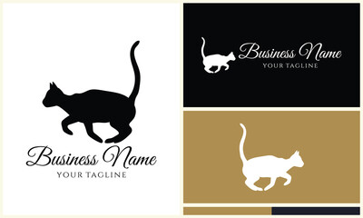 silhouette vector cat logo template