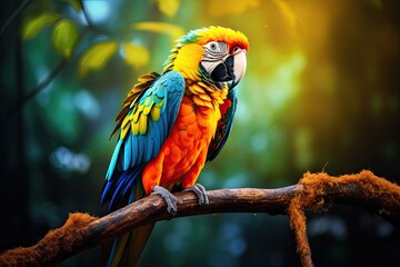 Obraz premium beautiful colorful parrot sit on branch