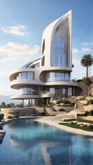 Fototapeta premium futuristic hotel pool